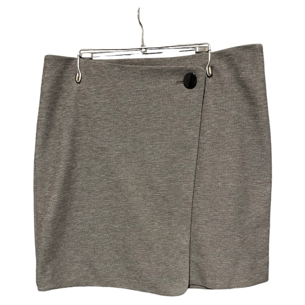 Loft Asymmetrical Mini Skirt Button Flap Wrap Back Zipper Gray Size 8